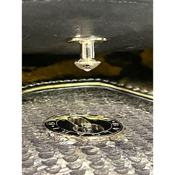 B-6. Bvlgari Leoni 2way Shoulder Bag Silver Patent Leather Gold - Picture 14 of 16